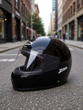 RUNGO 6 JALI PLAIN BLACK HELMET 01 Motorbike Helmet (BLACK)