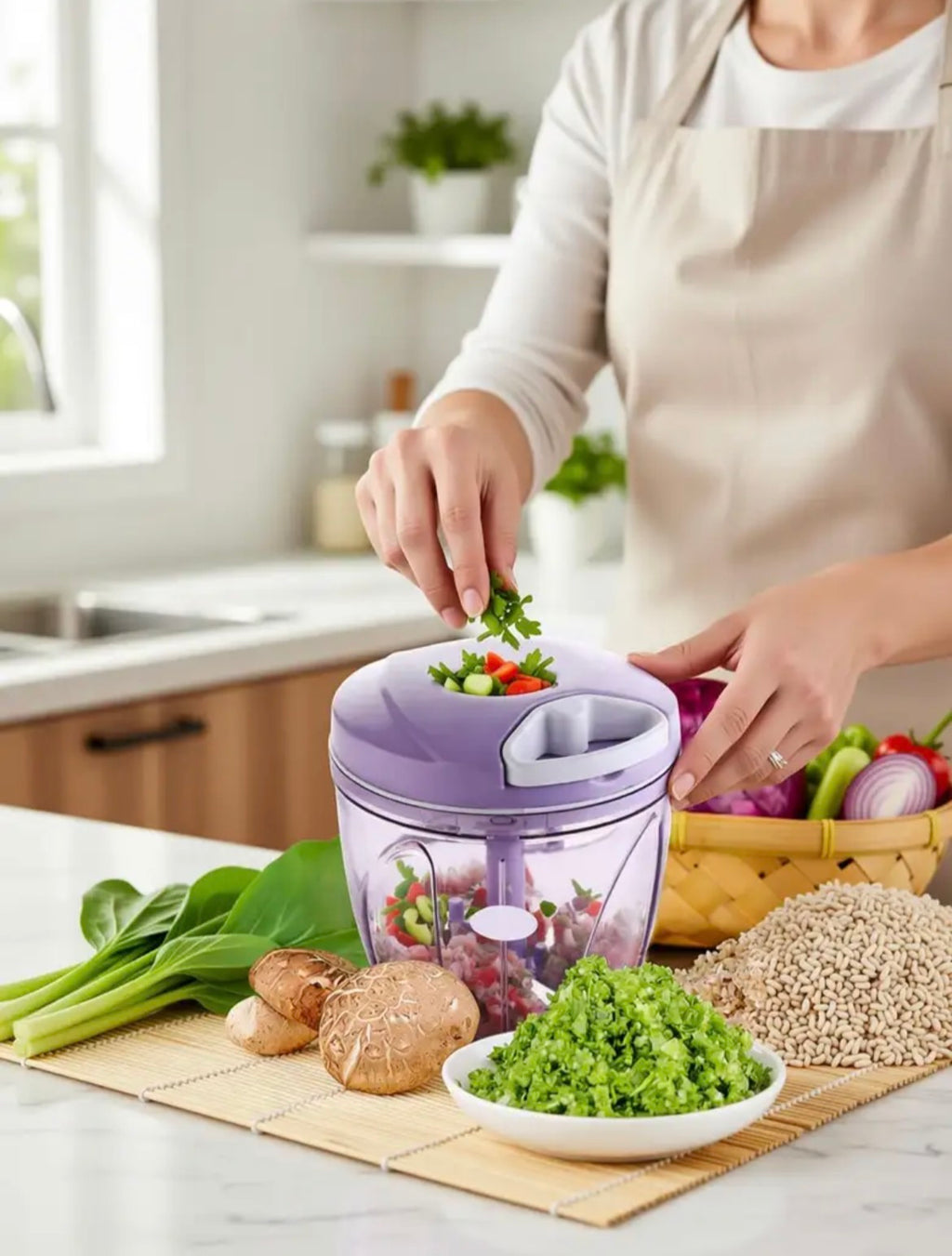 ShopGlobal Handy Chopper 1000ML Purple Vegetable & Fruit Chopper (1)