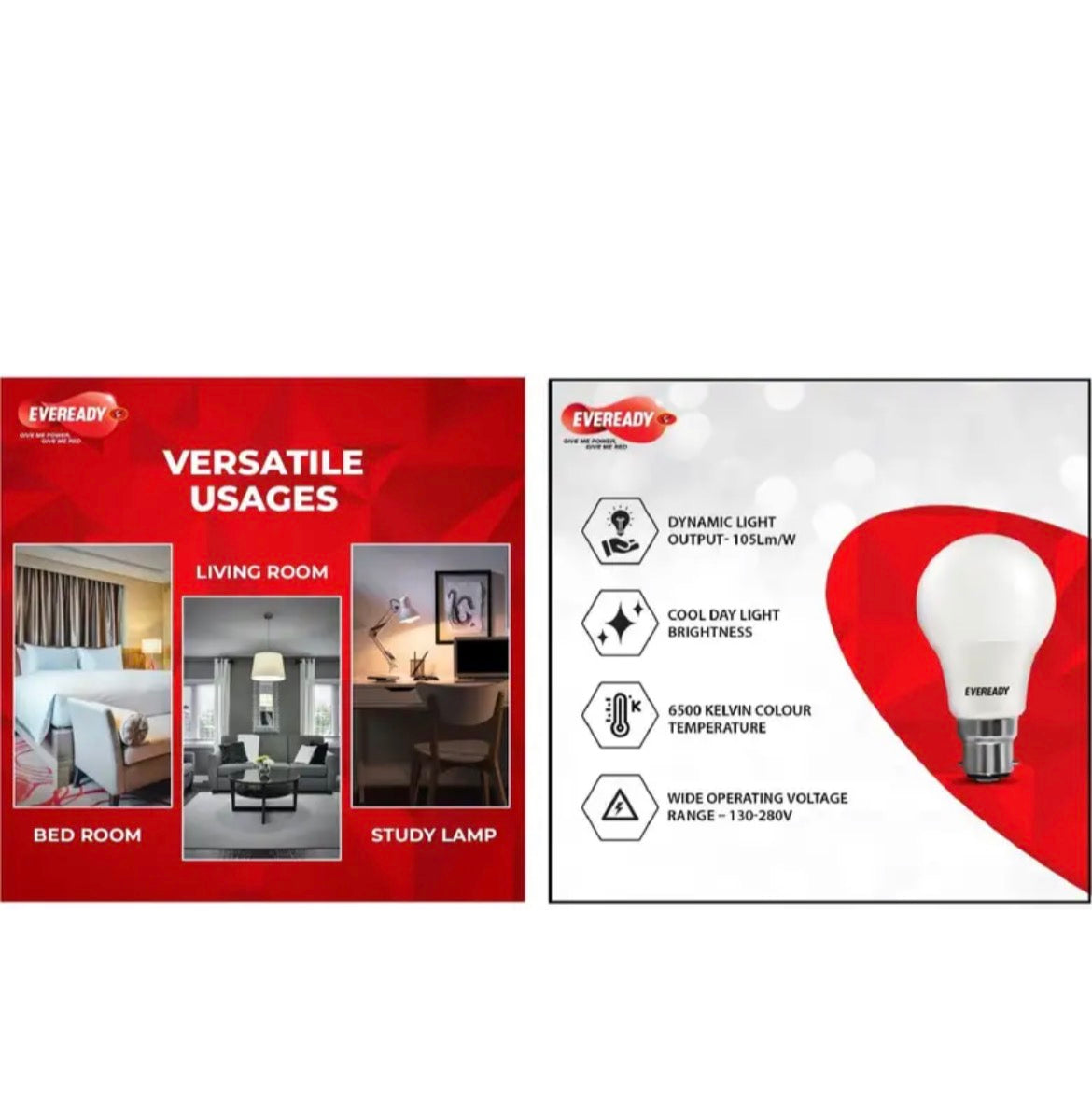 EVEREADY 9 W Standard B22 LED Bulb (White, Pack of 4)
