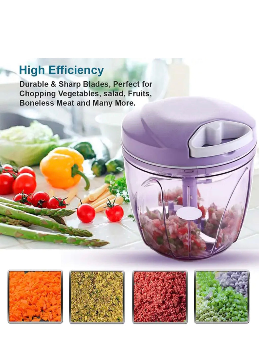 ShopGlobal Handy Chopper 1000ML Purple Vegetable & Fruit Chopper (1)